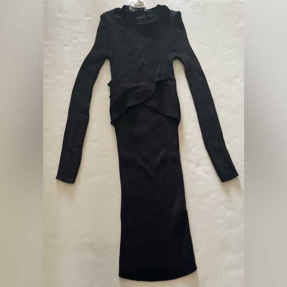 ZARA Black Buttoned Knit Mini Dress - Picture 6 of 8